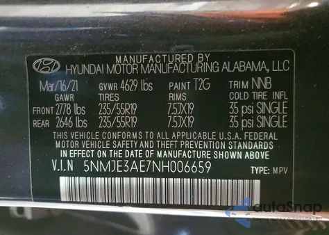 2022 Hyundai Tucson Limited z USA, uszkodzony, nr VIN 5NMJE3AE7NH006659